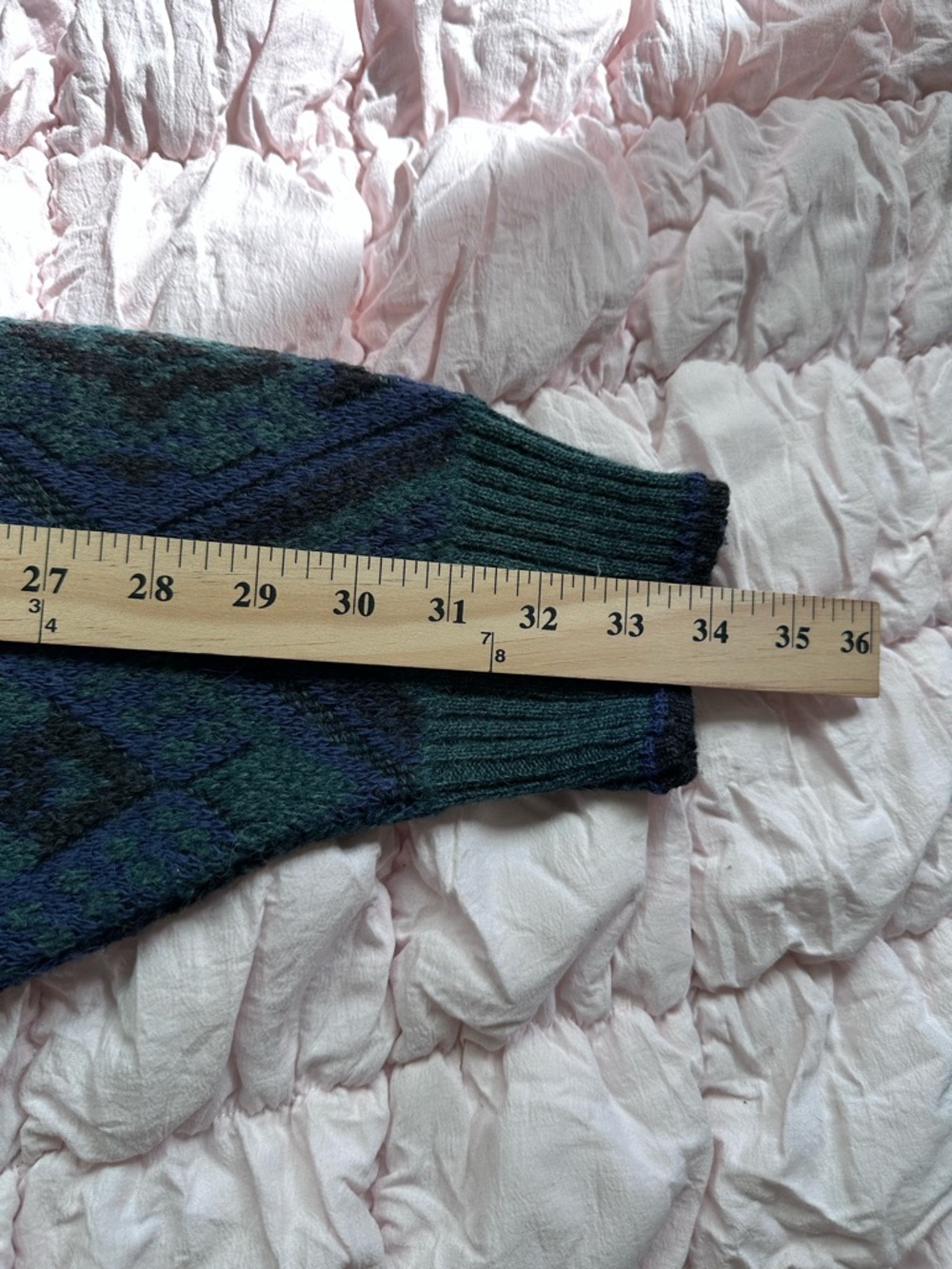 Vintage Alfani Blue Green Geometric Alpaca Blend Sweater XL Tall Italy - Picture 7 of 7